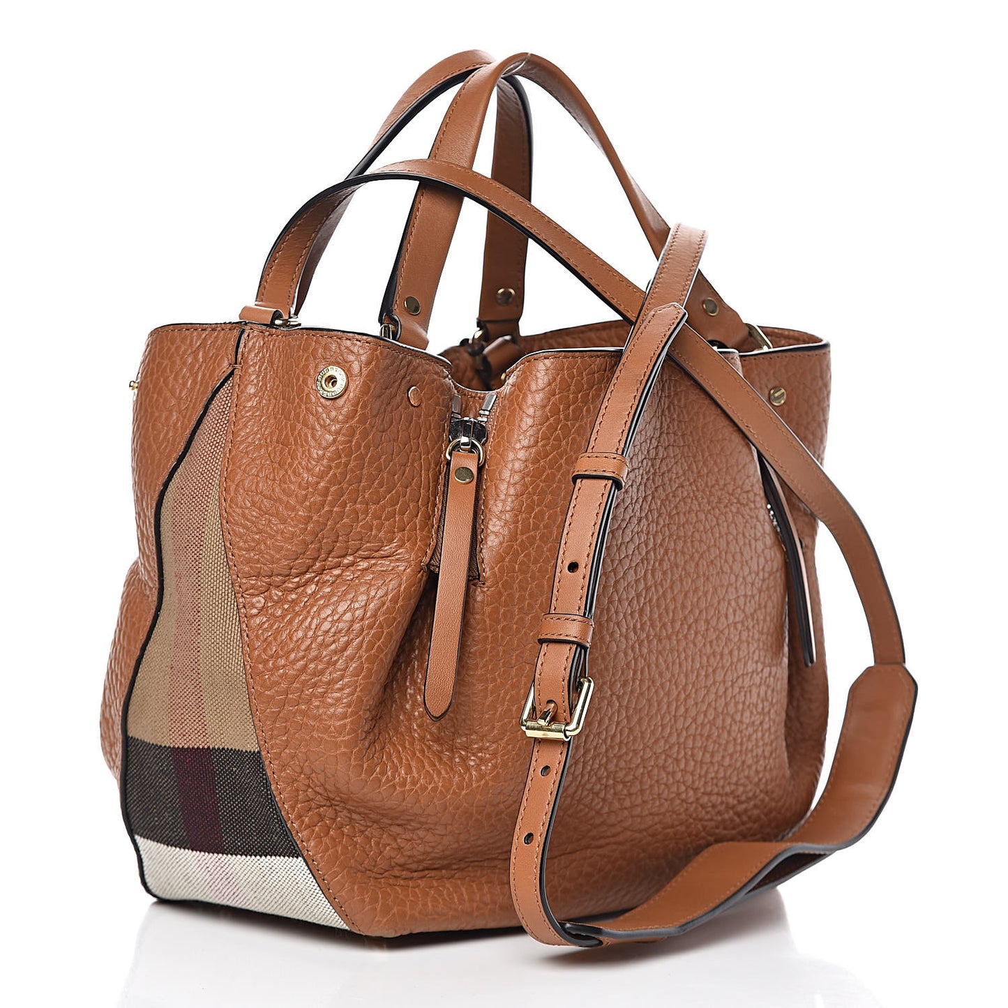 Grainy Calfskin House Check Small Maidstone Saddle Brown