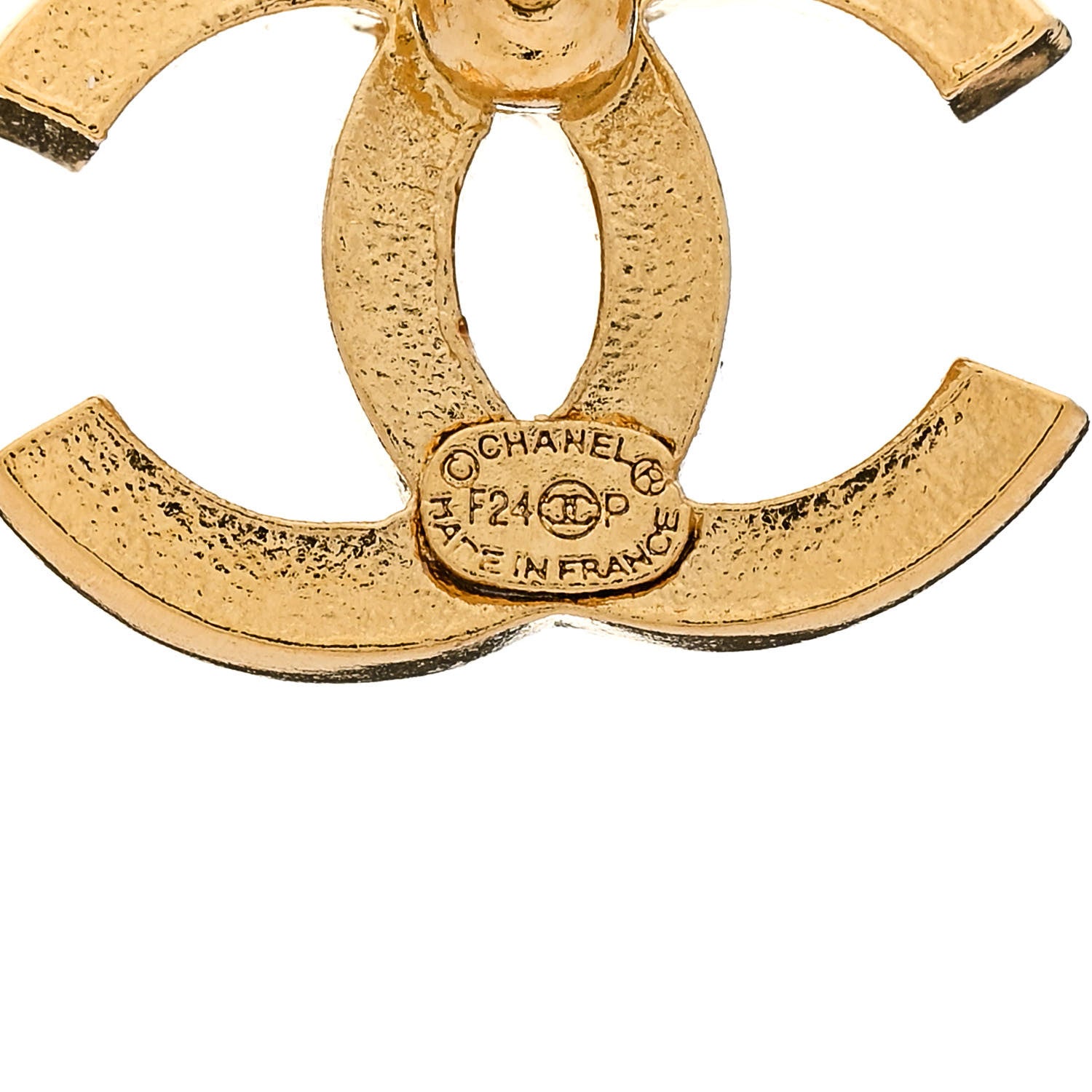 Chanel Metal Textured CC Earrings Gold 4 of 5