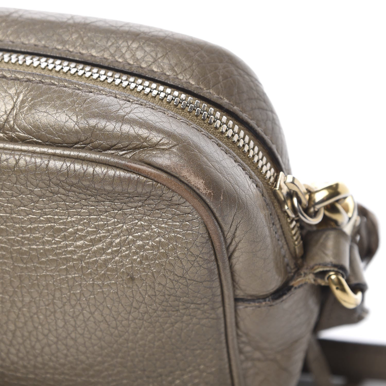 Gucci Metallic Pebbled Calfskin Small Soho Disco Bag Golden Beige 14 of 23