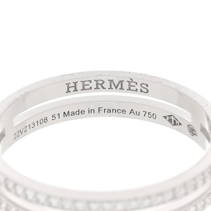 Hermes 18K White Gold Diamond Ariane Wedding Band Ring 51 5.75 4 of 5