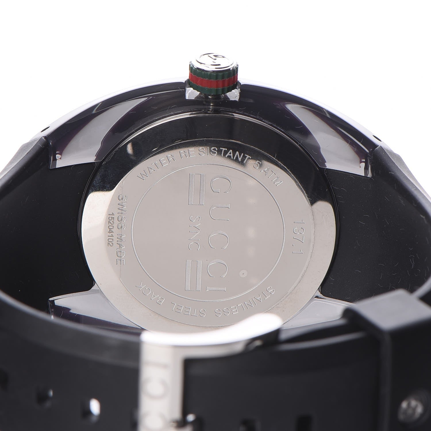 Gucci Stainless Steel Rubber 46mm Sync Web Quartz Watch Black 5 of 7