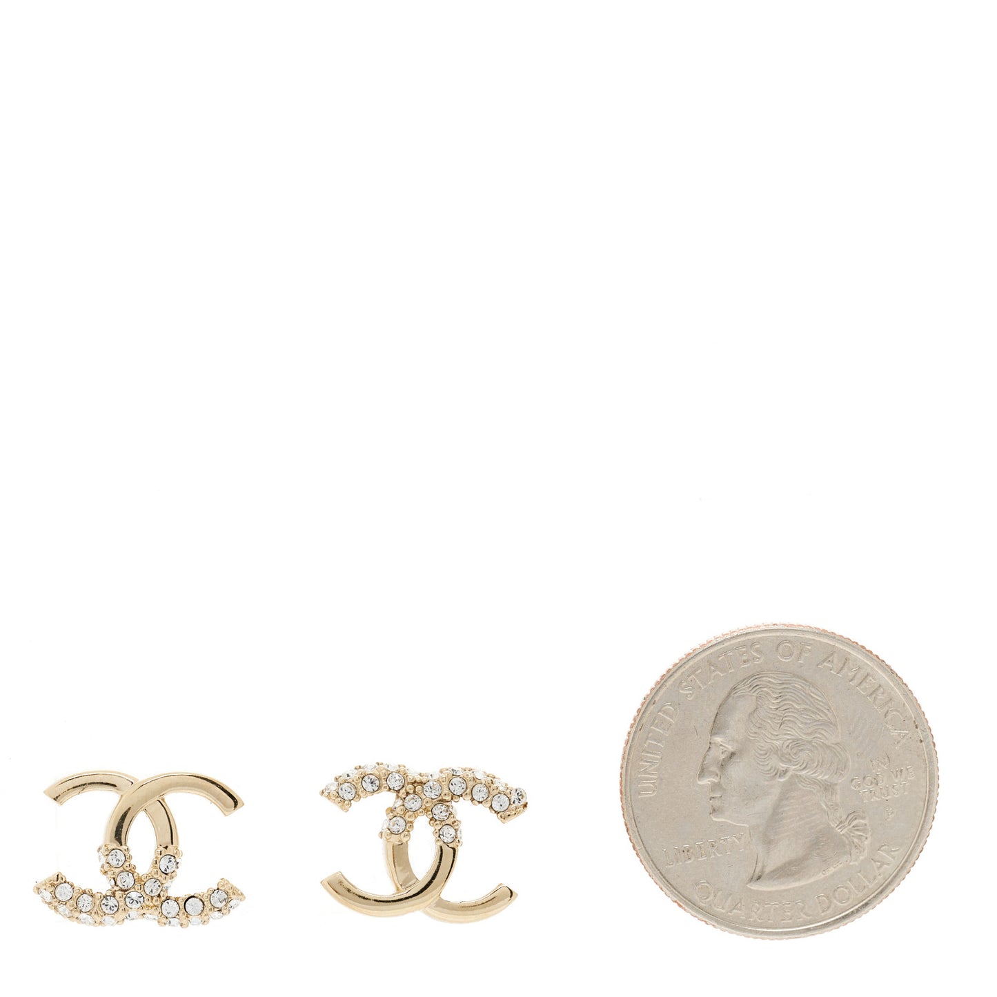 Crystal Metal CC Earrings Gold