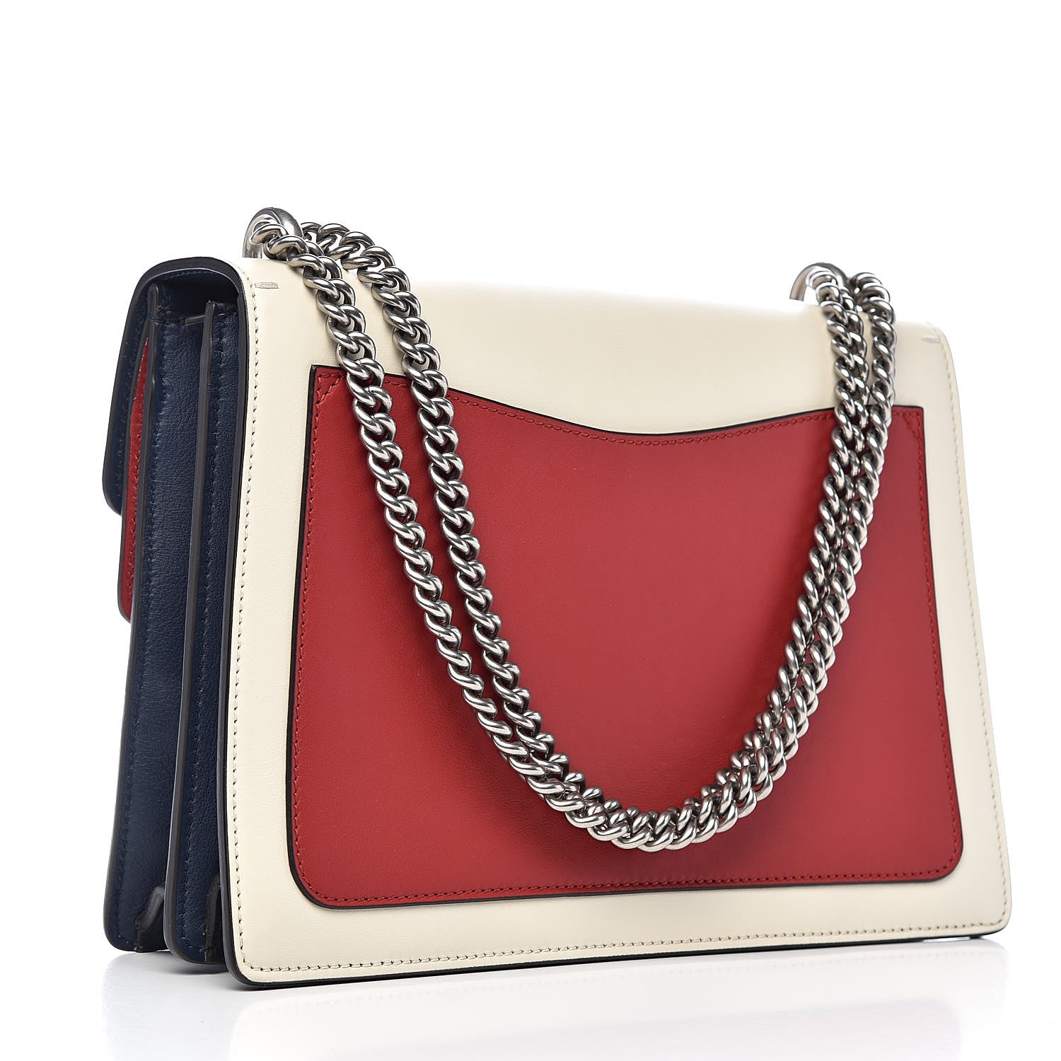 Gucci Calfskin Panther Embroidered Medium Dionysus Shoulder Bag White Blue Hibiscus Red 3 of 10