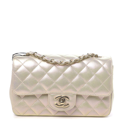 Chanel Iridescent Lambskin Quilted Mini Rectangular Flap Ivory 1 of 11