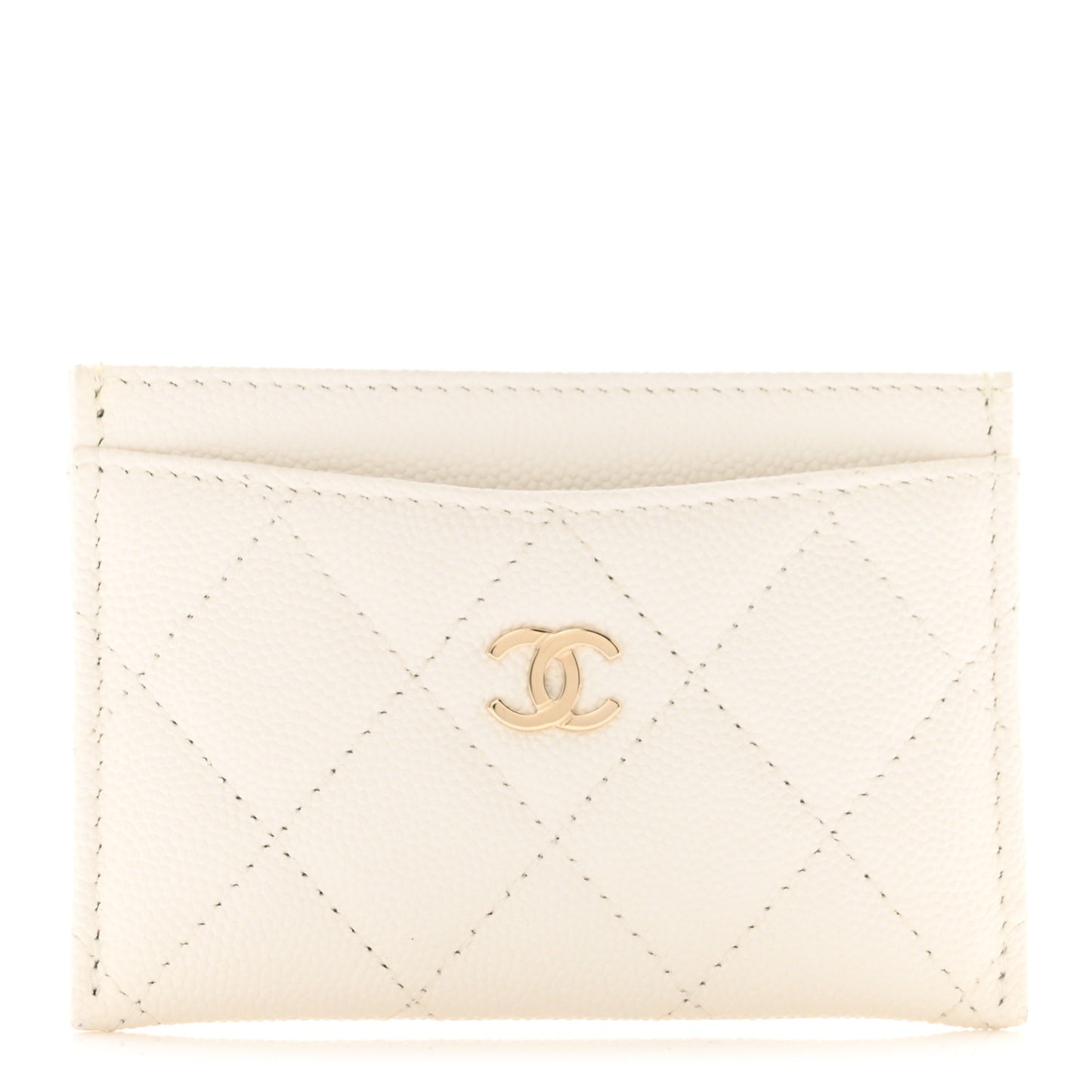 Caviar Quilted Card Holder White