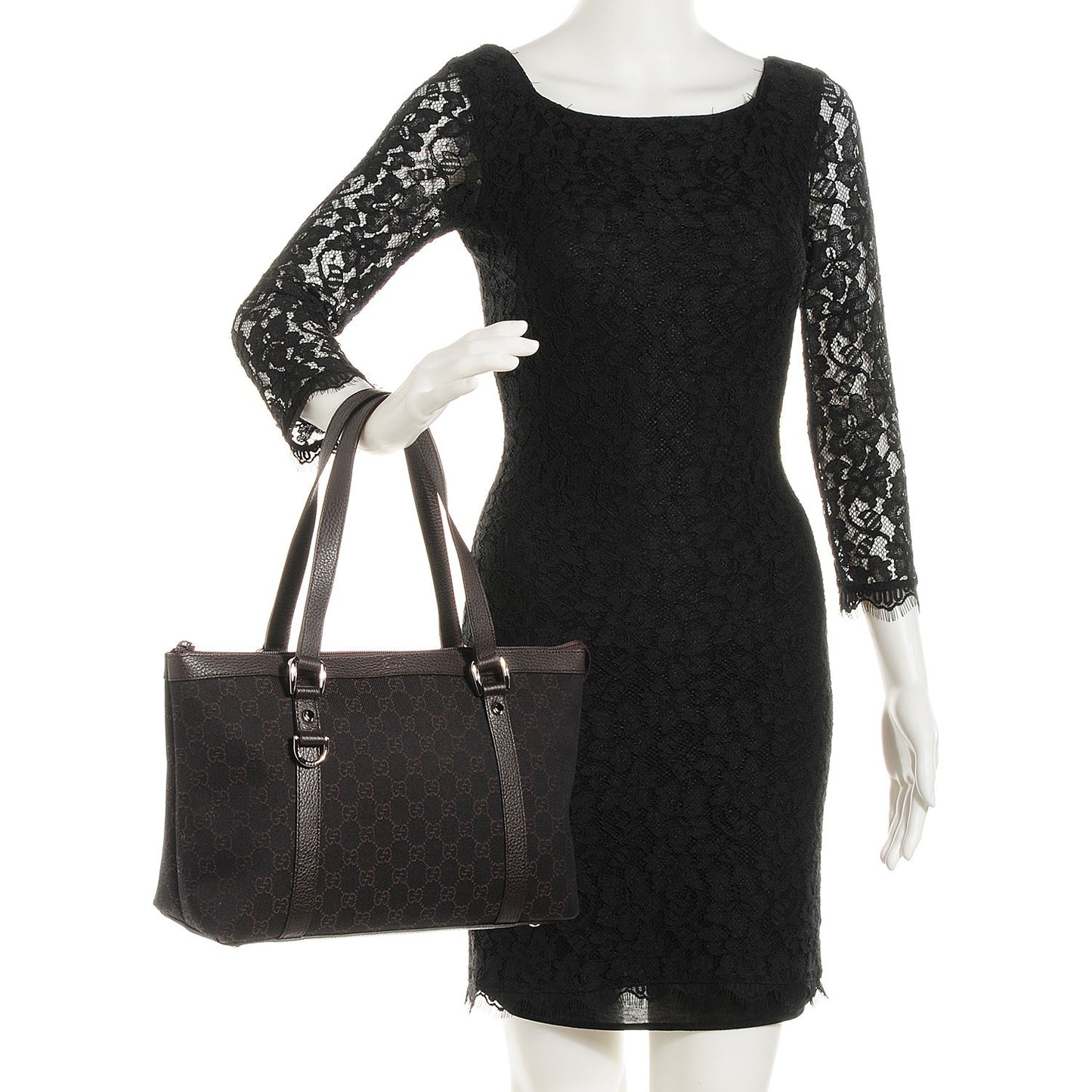 Monogram Medium Abbey Tote Dark Brown