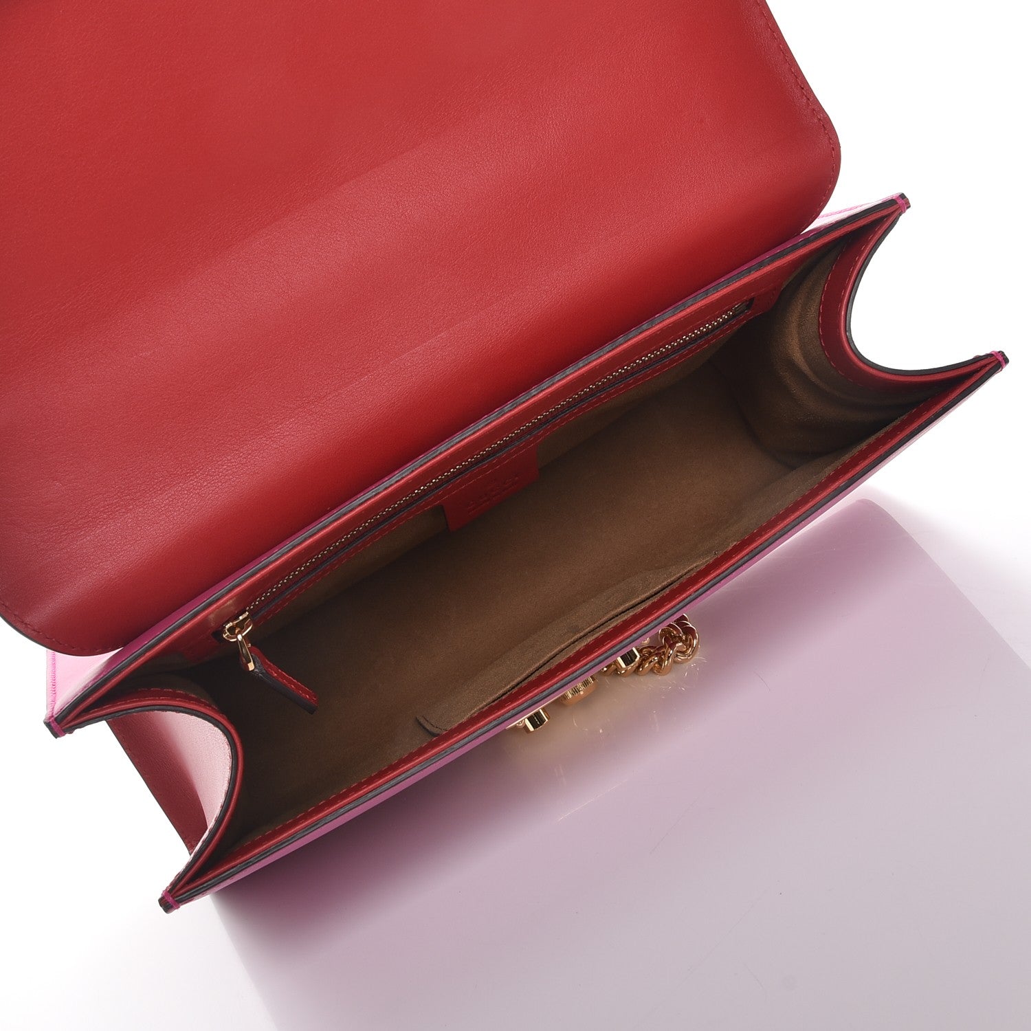 Gucci Moon Calfskin Bi-Color Medium Padlock Shoulder Bag New Rosette Hibiscus Red 6 of 8