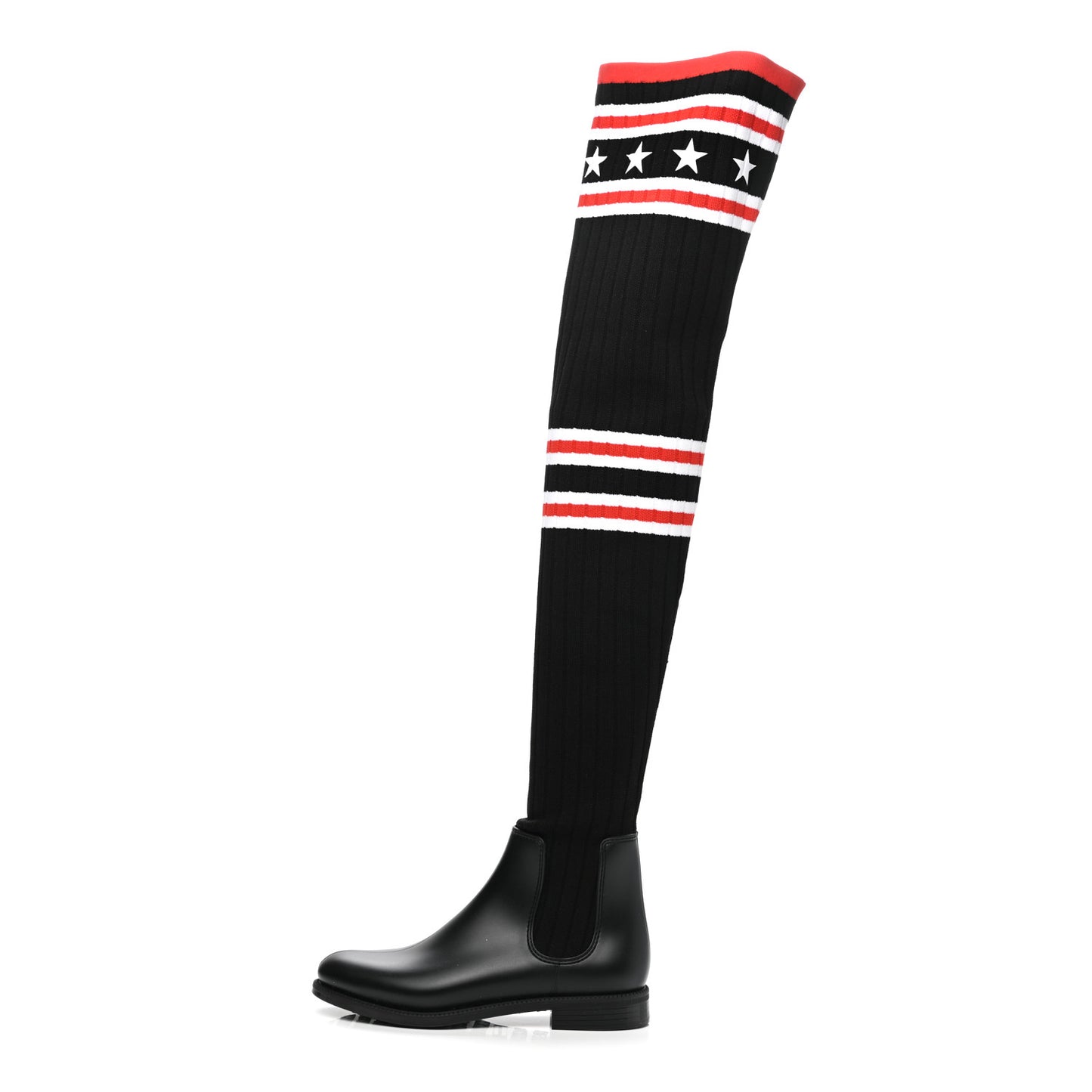 Knit Rubber Storm Over The Knee Boots 36 Black