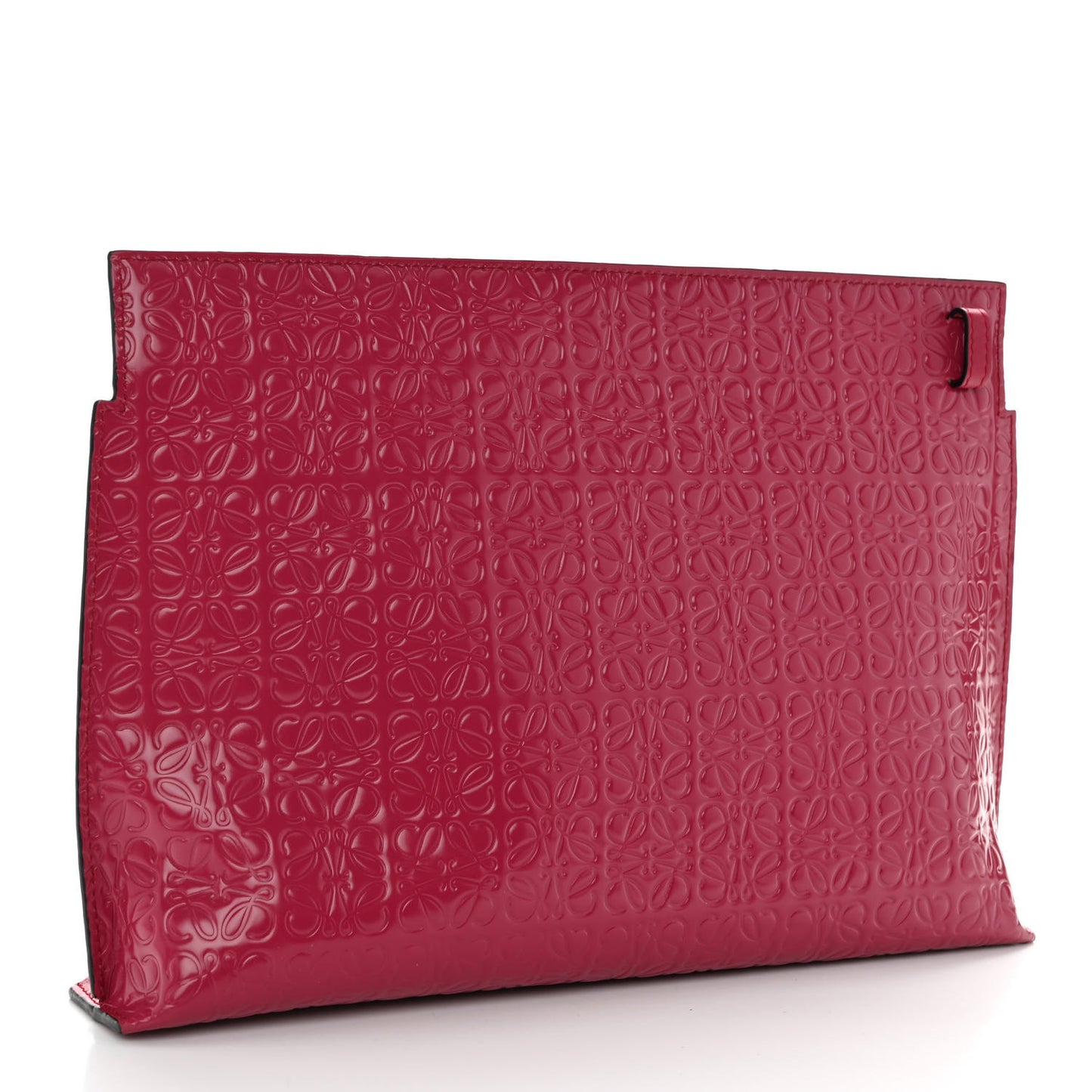 Calfskin Embossed Repeat T Pouch Raspberry