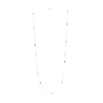 Tiffany Sterling Silver Diamond Pearl Turquoise Elsa Peretti Color By The Yard Sprinkle Necklace 3 of 7
