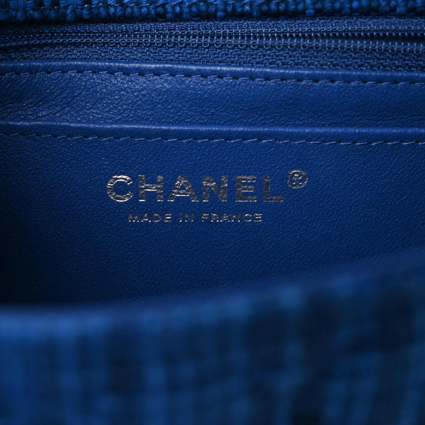 Tweed Quilted Mini Rectangular Flap Navy Blue