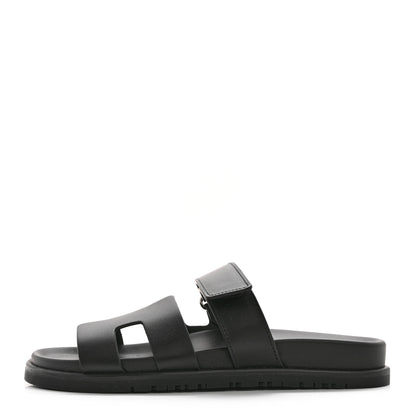 Hermes Calfskin Womens Chypre Sandals 36 Black 1 of 9