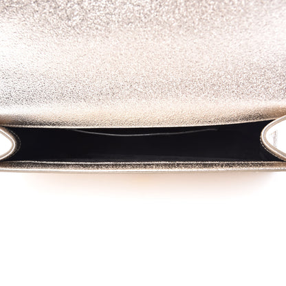 Saint Laurent Textured Metallic Calfskin Classic Monogram Cassandre Clutch Silver 5 of 12