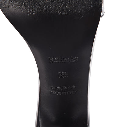 Hermes Calfskin Manege Sandals 38.5 Black Orange Brulee 7 of 9