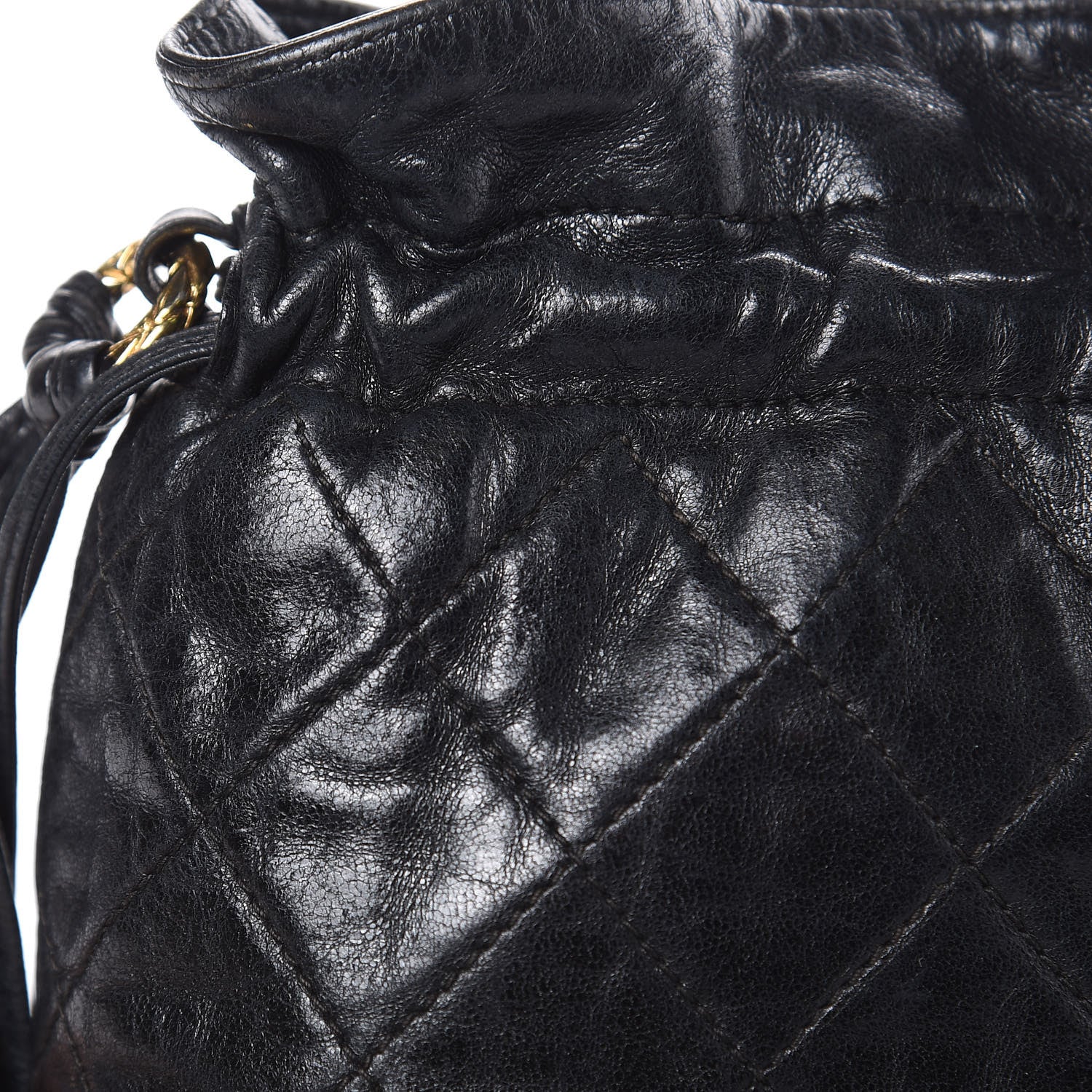 Chanel Lambskin Tassel Drawstring Pouch Bag Black 10 of 14