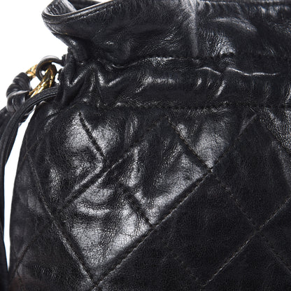 Chanel Lambskin Tassel Drawstring Pouch Bag Black 10 of 14