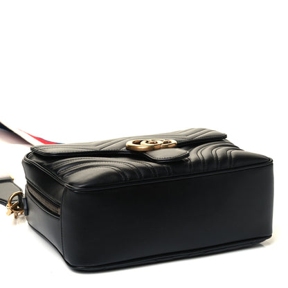 Gucci Calfskin Matelasse Sylvie Web Small GG Marmont Top Handle Shoulder Bag Black 3 of 4