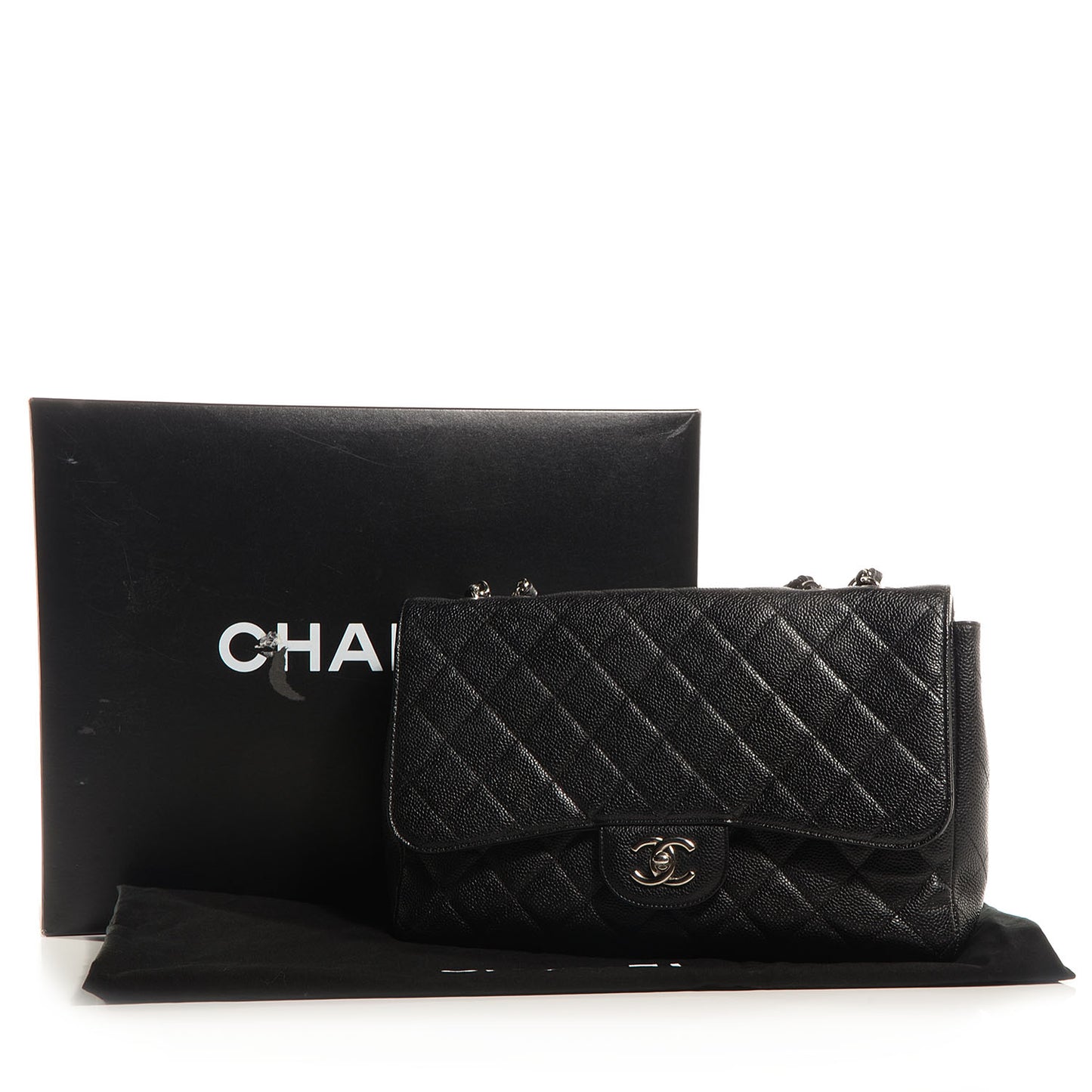 Caviar Jumbo Single Flap Black