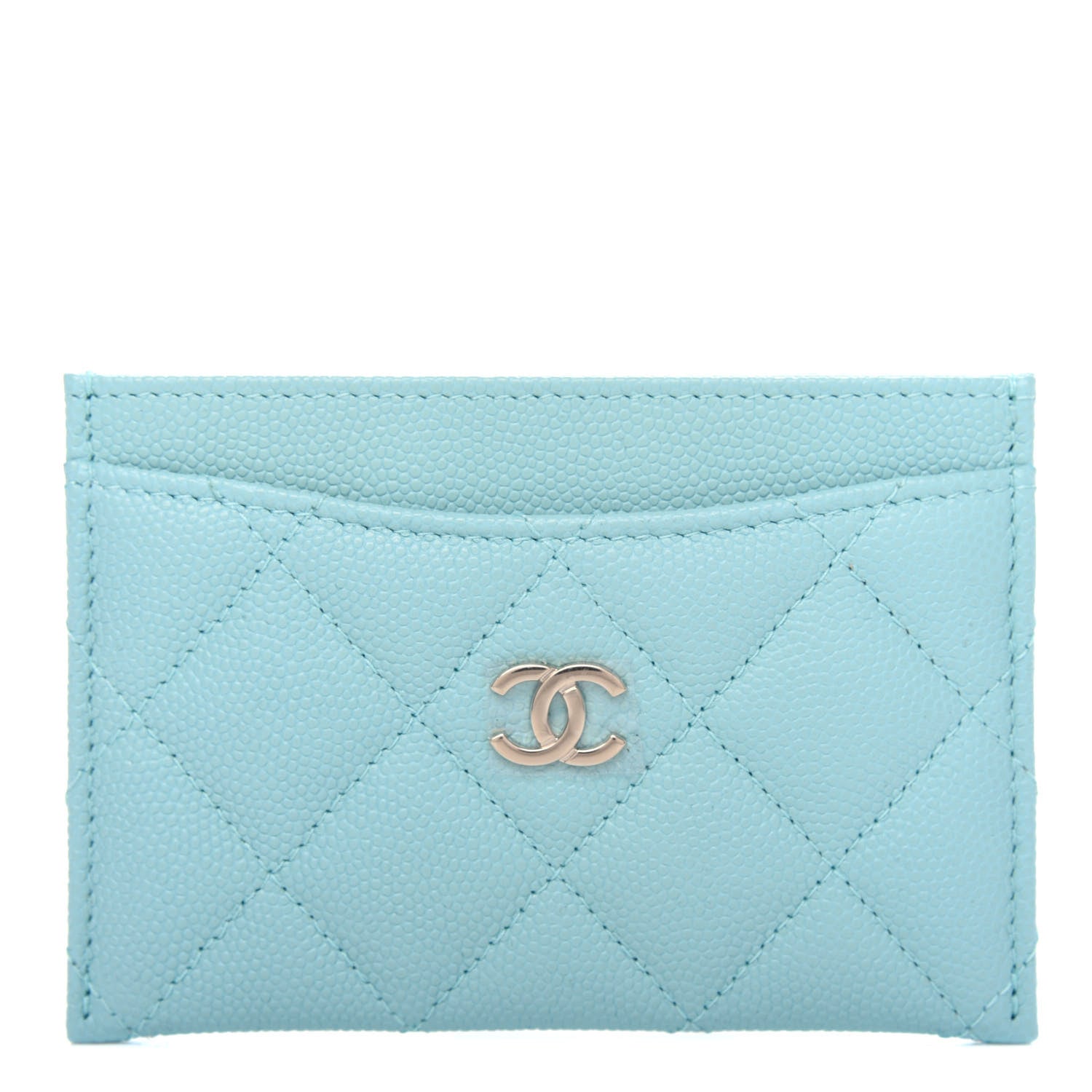 Chanel Caviar Quilted Card Holder Light Blue 1 of 8