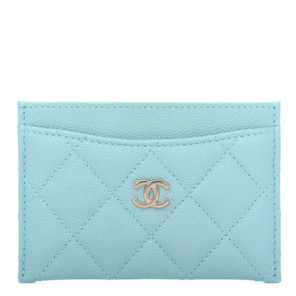 Chanel Caviar Quilted Card Holder Light Blue 1 of 8