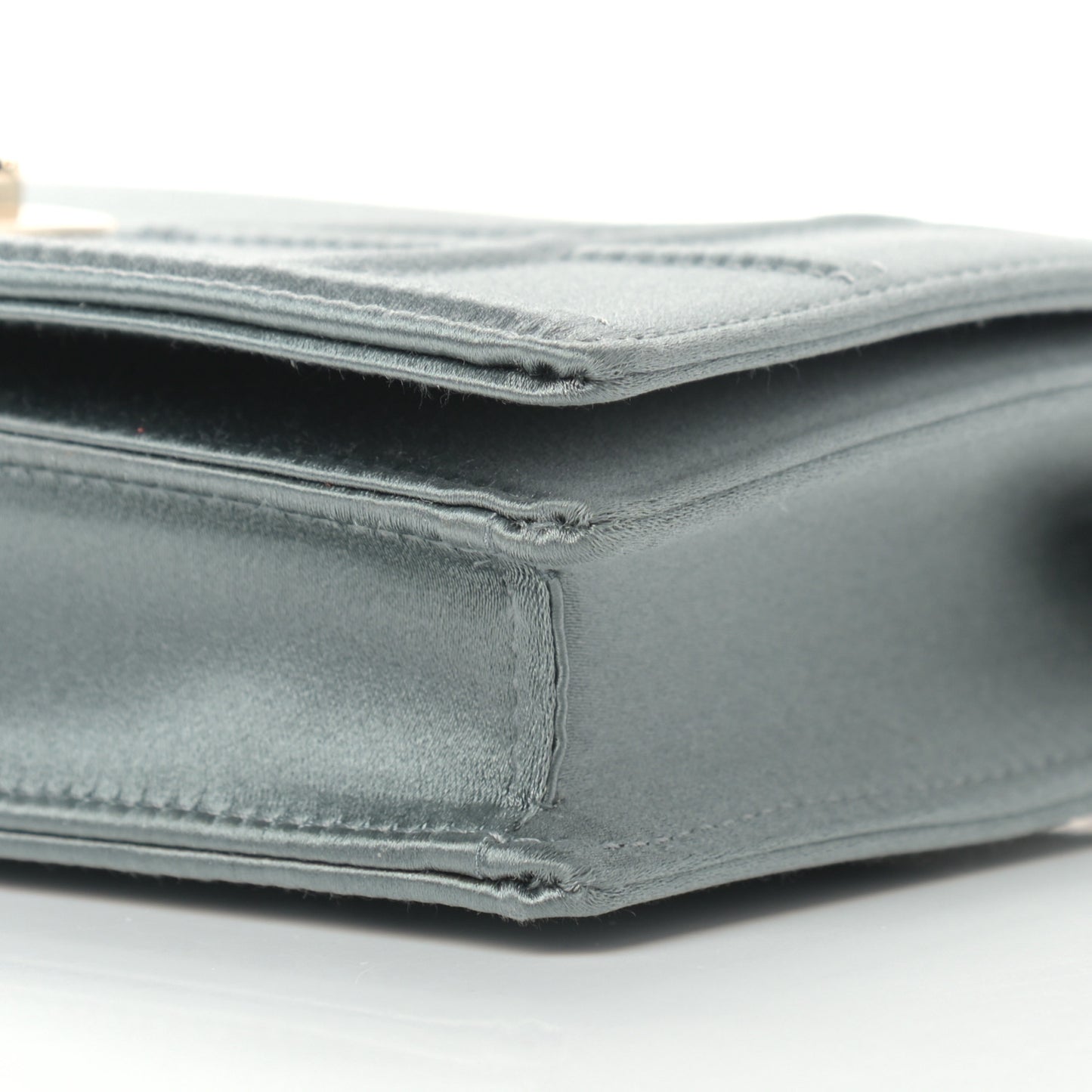 Satin Diorama Wallet on Chain Pouch Blue Gray