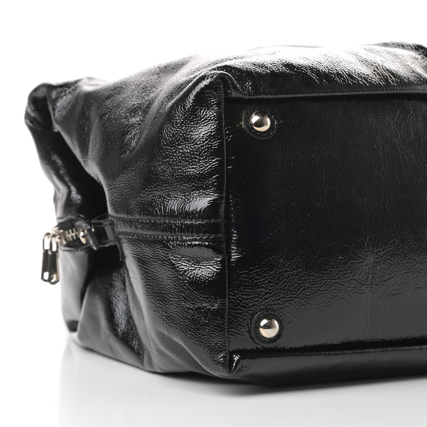 Textured Patent Medium Easy Y Bag Black