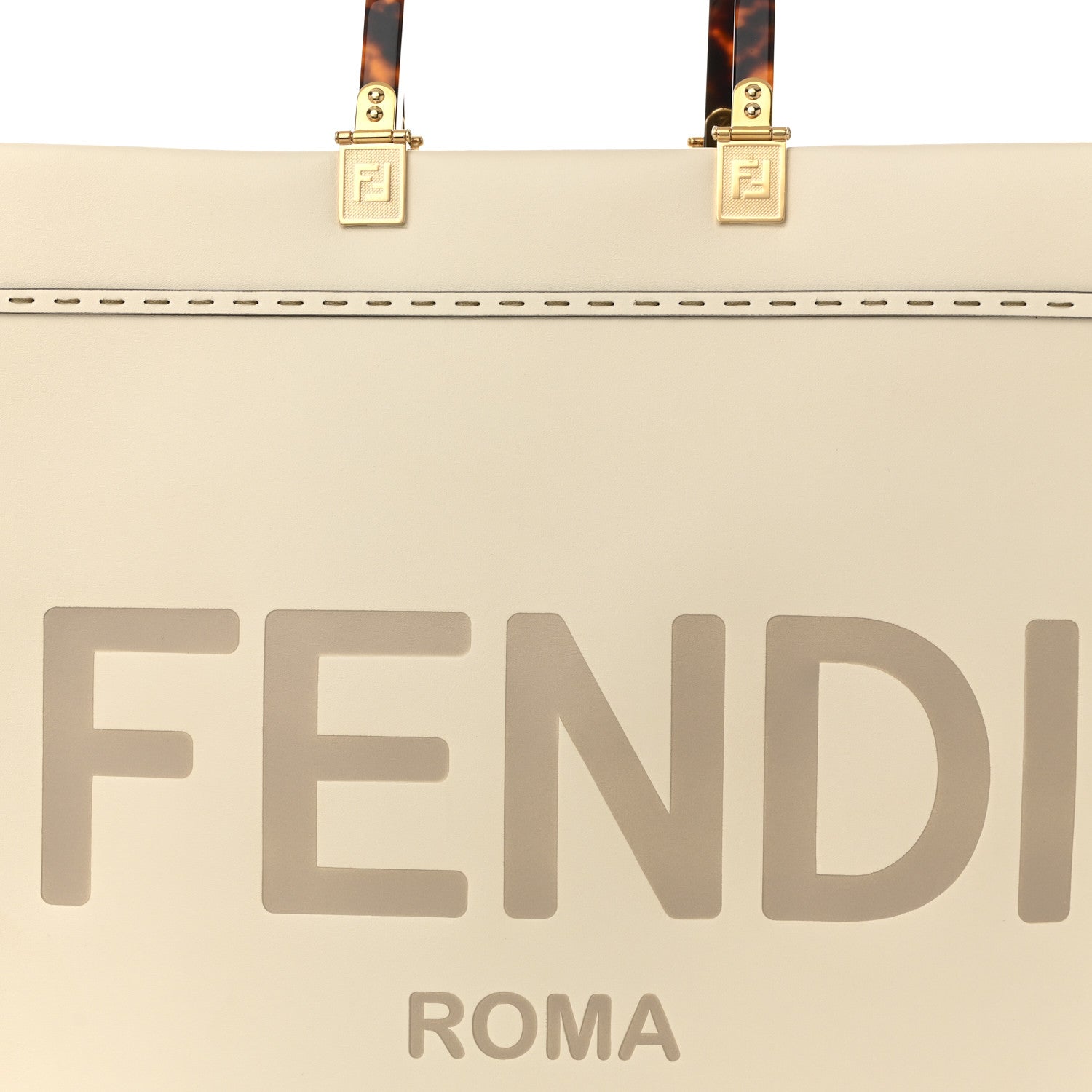 Fendi Vitello King Plexiglass Logo Embossed Large Fendi Sunshine Shopper Tote White Ice 15 of 19