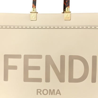 Fendi Vitello King Plexiglass Logo Embossed Large Fendi Sunshine Shopper Tote White Ice 15 of 19