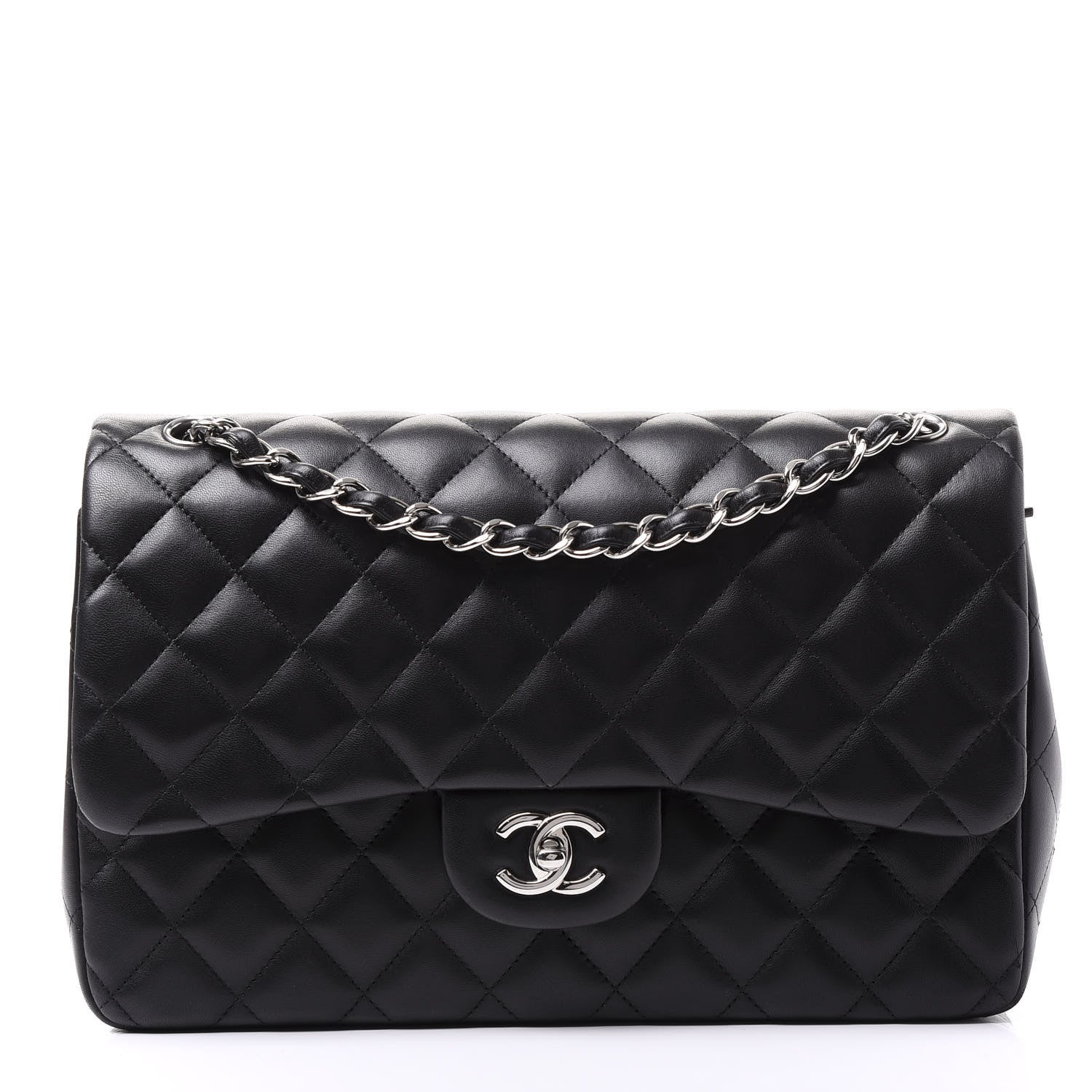 Chanel Lambskin Quilted Jumbo Double Flap Black 1 of 12