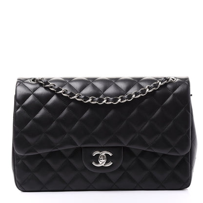 Chanel Lambskin Quilted Jumbo Double Flap Black 1 of 12