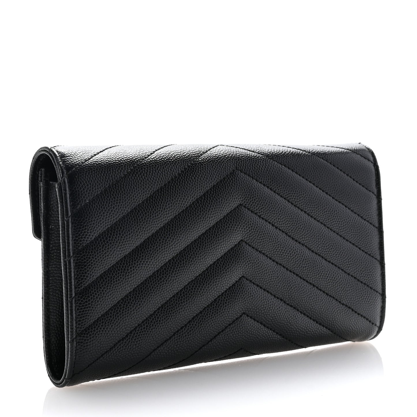 Grain De Poudre Matelasse Chevron Monogram Flap Wallet Black