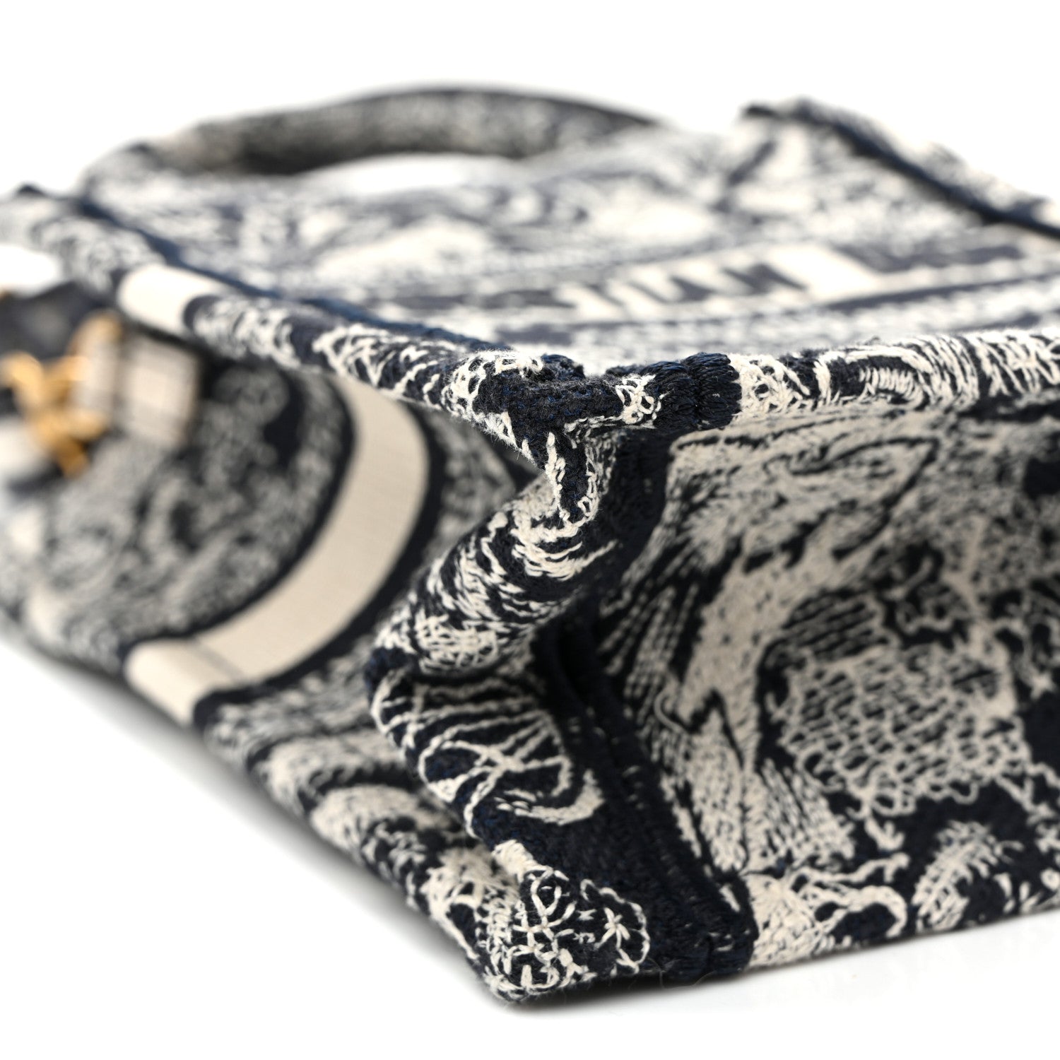 Christian Dior Canvas Toile de Jouy Reverse Embroidered Mini Book Tote Phone Bag Blue 8 of 9