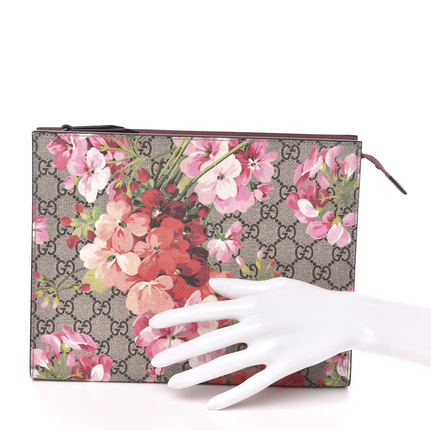 Gucci GG Supreme Monogram Blooms Large Cosmetic Case Beige Multicolor Dry Rose 2 of 7
