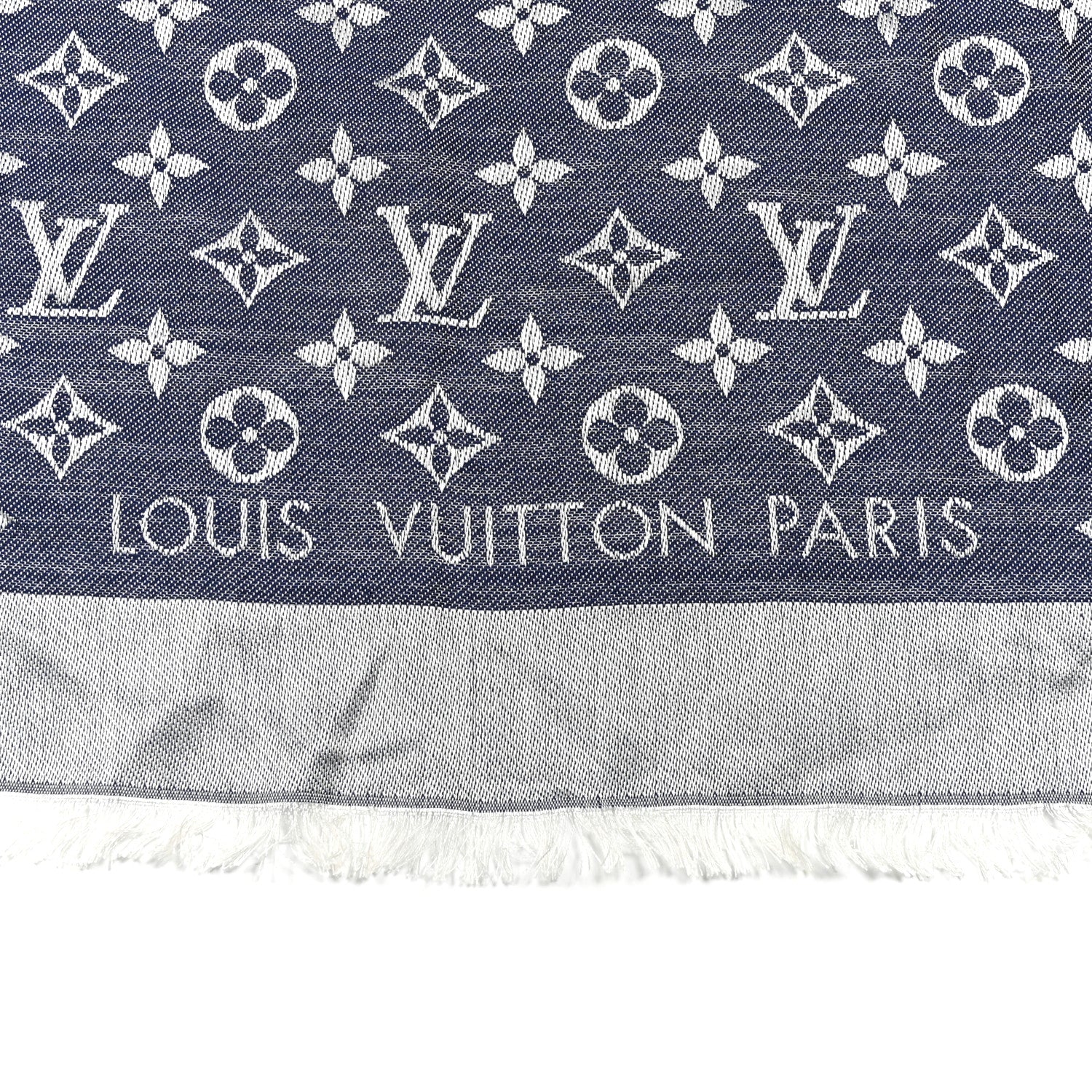 Louis Vuitton Silk Wool Monogram Denim Shawl Blue 2 of 4