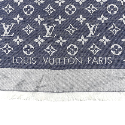 Louis Vuitton Silk Wool Monogram Denim Shawl Blue 2 of 4