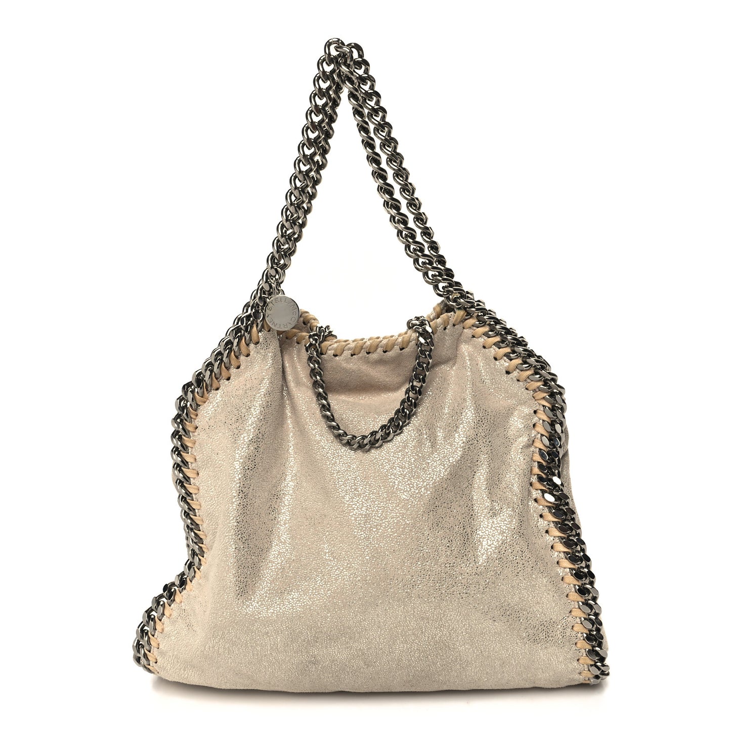 Metallic Shaggy Deer Mini Falabella Fold Over Tote Gold