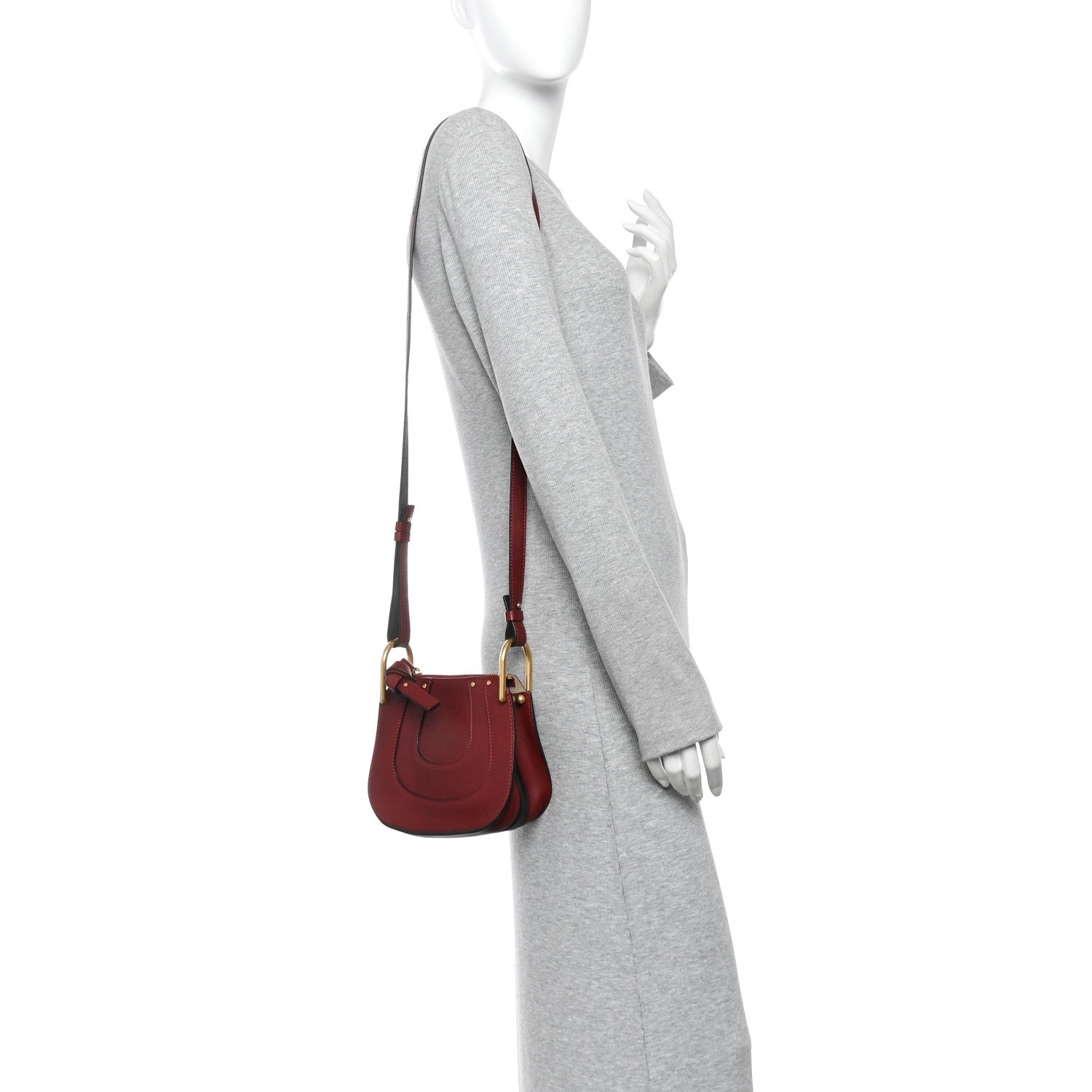 Chloe Grained Calfskin Nano Hayley Hobo Sienna Red 2 of 10