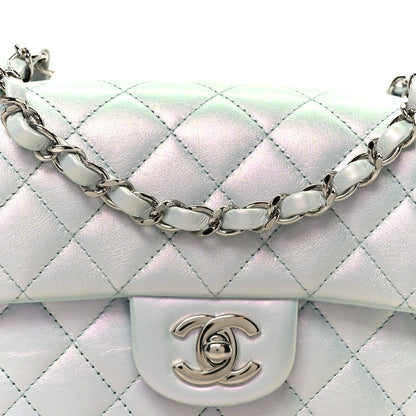 Chanel Iridescent Calfskin Quilted Mini Rectangular Flap Light Blue 9 of 11