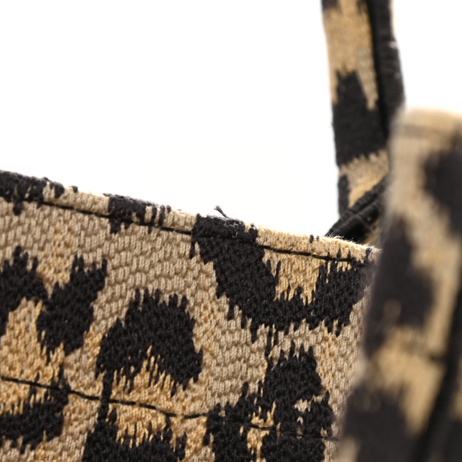 Christian Dior Canvas Mizza Embroidered Medium Leopard Book Tote Beige 12 of 12