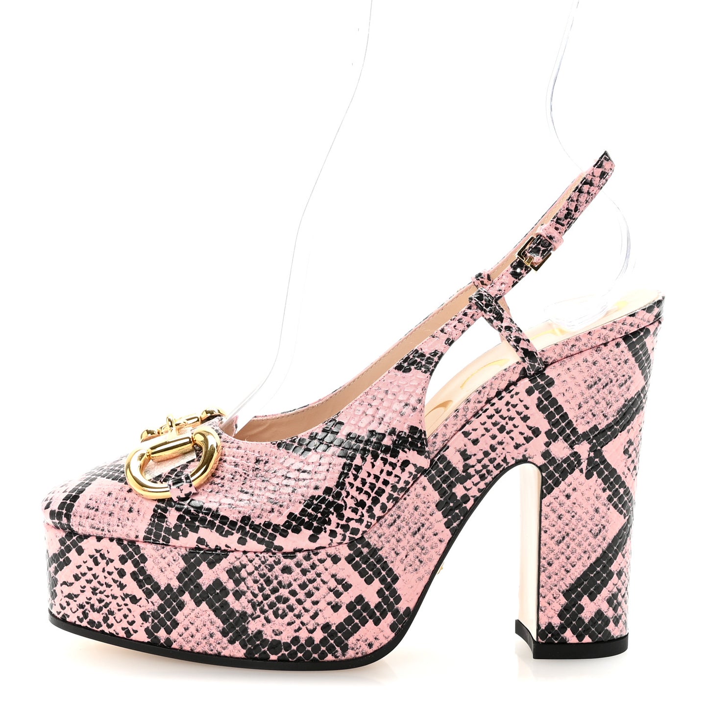 Calfskin Python Print Horsebit Platform 35/120mm Slingback Pumps 35 Wild Rose