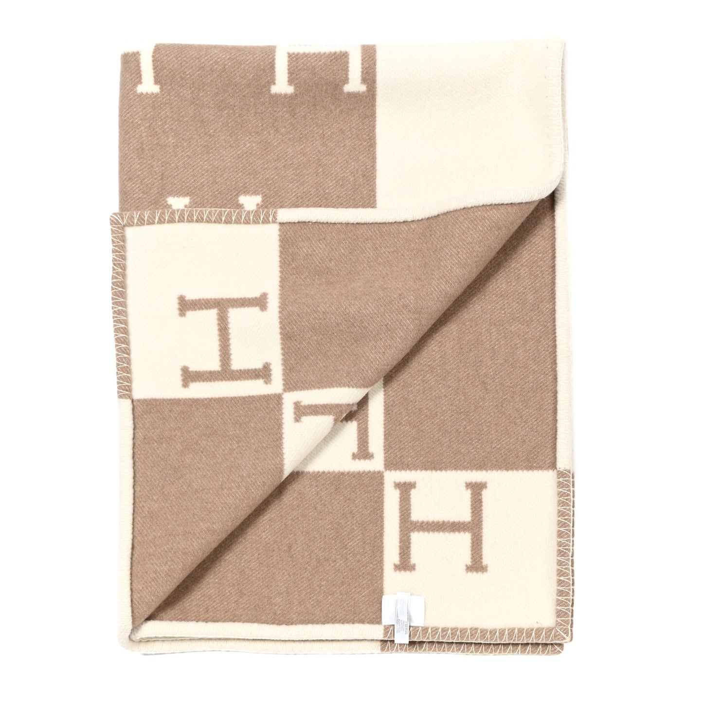 Wool Cashmere Avalon Baby Blanket Noisette Moyen White