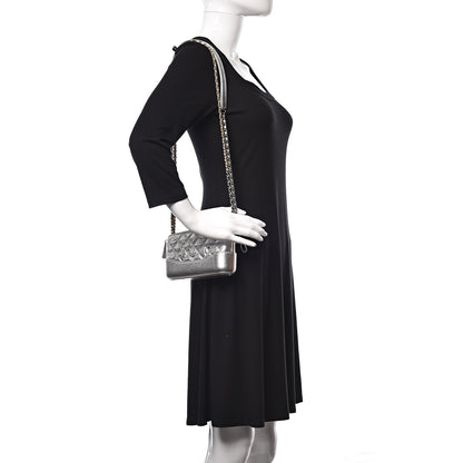 Chanel Metallic Lambskin Calfskin Quilted Small Gabrielle Clutch With Chain Silver 2 of 13