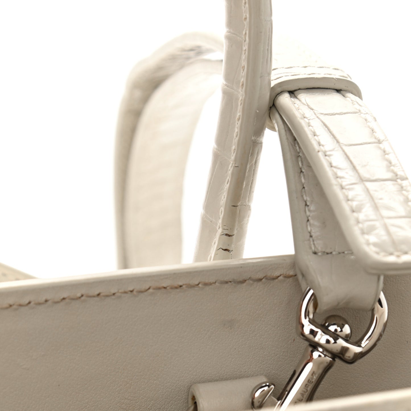 Calfskin Crocodile Embossed Baby Sac De Jour Gris Perle