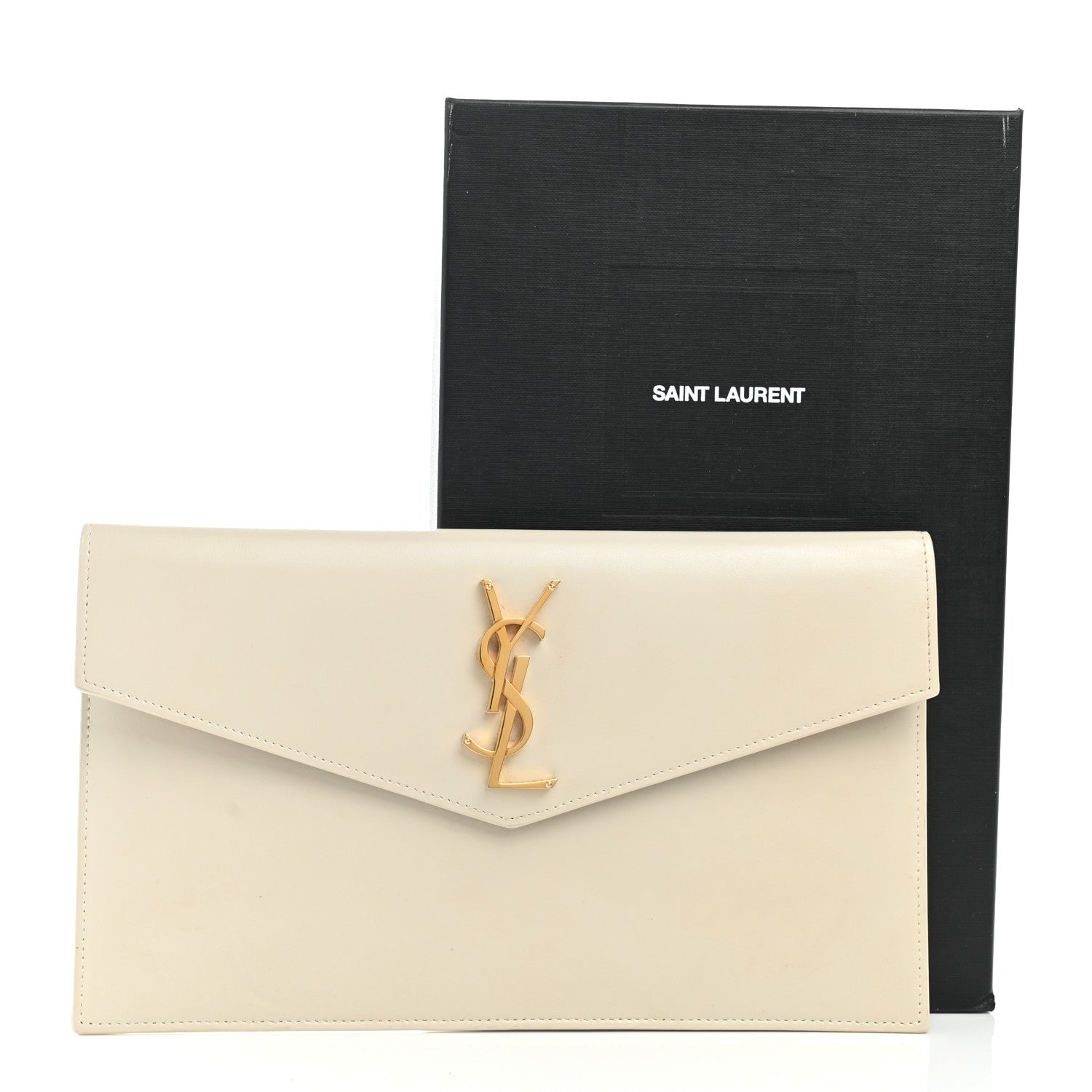 Saint Laurent Smooth Shiny Calfskin Uptown Pouch Crema Soft 11 of 11