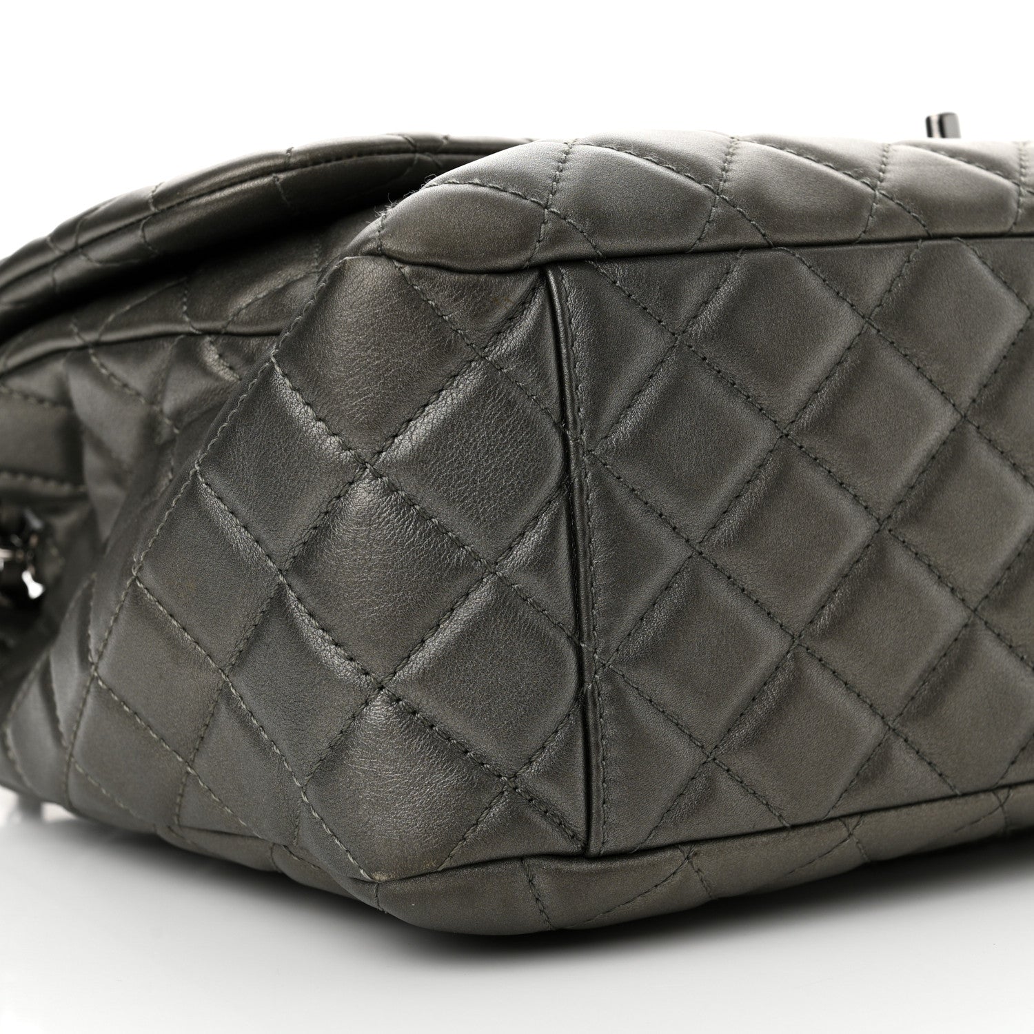 Chanel Metallic Calfskin Quilted Small XXL Travel Flap Bag Dark Silver 9 of 11