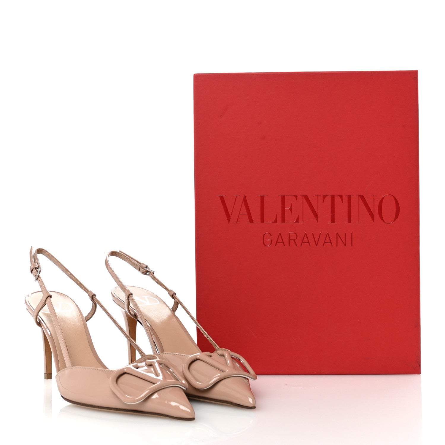Valentino Garavani Patent Signature Vlogo Slingback 80mm Pumps 37.5 Rose Cannelle 10 of 10