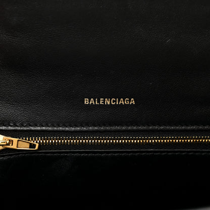 Balenciaga Shiny Calfskin Crocodile Embossed Small Hourglass Top Handle Bag Black 6 of 9