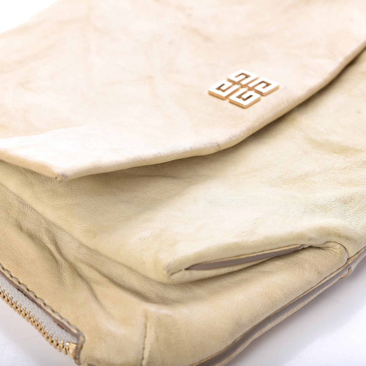 Tumbled Sheepskin Clutch Beige