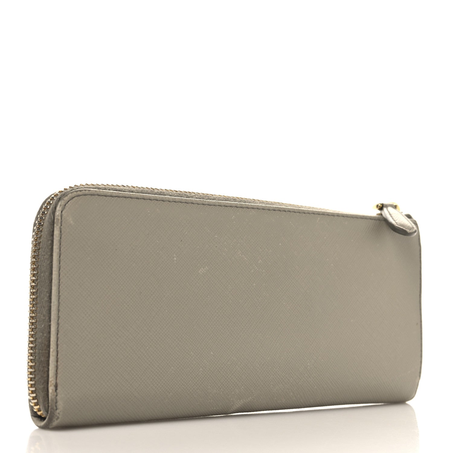 Prada Saffiano Triangle Half Zip Wallet Pomice 3 of 10