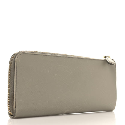 Prada Saffiano Triangle Half Zip Wallet Pomice 3 of 10